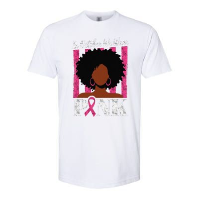 In October We Wear Pin.K Afro Woman Breast Cancer Awareness Softstyle CVC T-Shirt