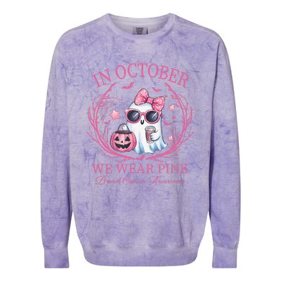 In October We Wear Pin.K Ghost Breast Cancer Awareness Colorblast Crewneck Sweatshirt