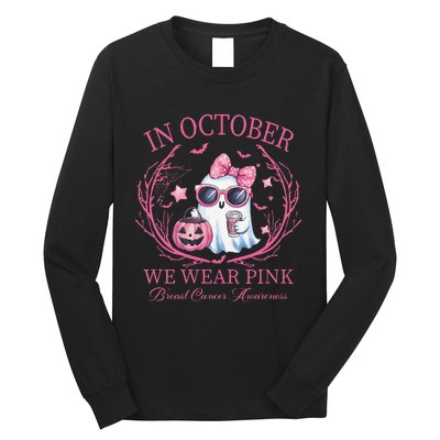 In October We Wear Pin.K Ghost Breast Cancer Awareness Long Sleeve Shirt