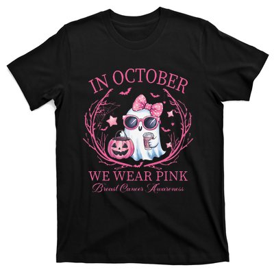 In October We Wear Pin.K Ghost Breast Cancer Awareness T-Shirt