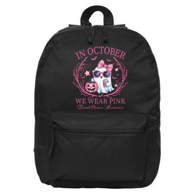 In October We Wear Pin.K Ghost Breast Cancer Awareness 16 in Basic Backpack