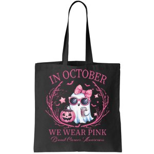 In October We Wear Pin.K Ghost Breast Cancer Awareness Tote Bag