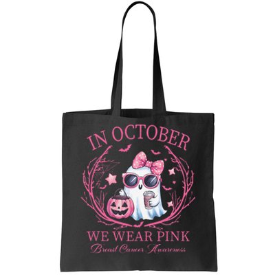 In October We Wear Pin.K Ghost Breast Cancer Awareness Tote Bag