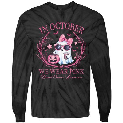 In October We Wear Pin.K Ghost Breast Cancer Awareness Tie-Dye Long Sleeve Shirt