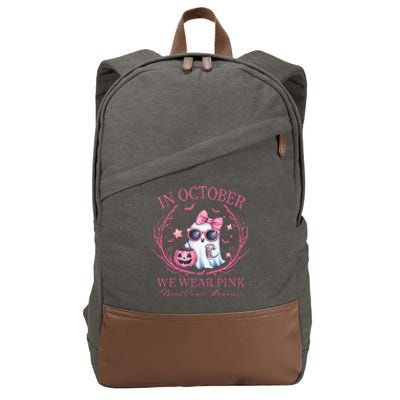 In October We Wear Pin.K Ghost Breast Cancer Awareness Cotton Canvas Backpack