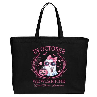 In October We Wear Pin.K Ghost Breast Cancer Awareness Cotton Canvas Jumbo Tote