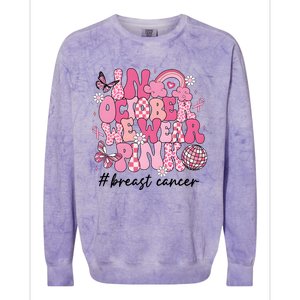 In October We Wear Retro Breast Cancer Awareness Colorblast Crewneck Sweatshirt