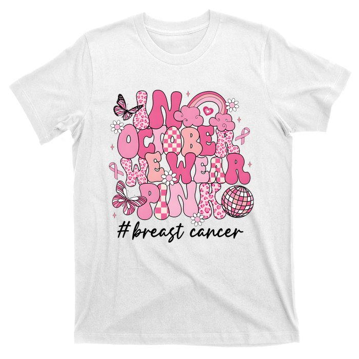 In October We Wear Retro Breast Cancer Awareness T-Shirt