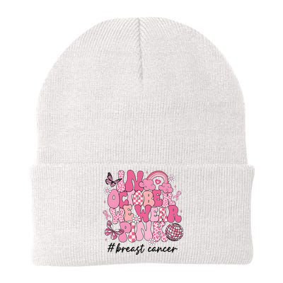 In October We Wear Retro Breast Cancer Awareness Knit Cap Winter Beanie