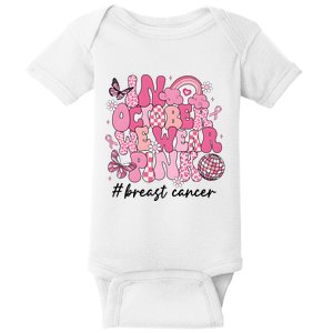 In October We Wear Retro Breast Cancer Awareness Baby Bodysuit