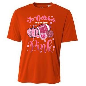 In October We Wear Pink Football Breast Cancer Awareness Funny Gift Cooling Performance Crew T-Shirt