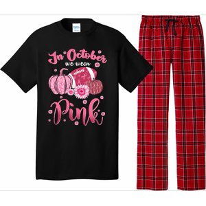 In October We Wear Pink Football Breast Cancer Awareness Funny Gift Pajama Set