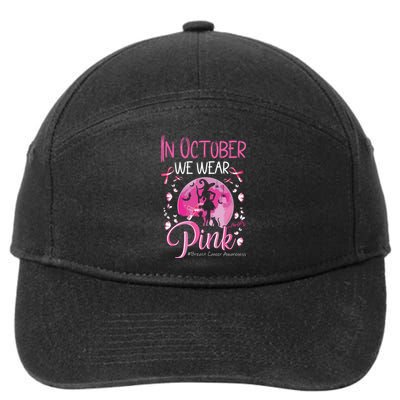 In October We Wear Breast Cancer Awareness Halloween Witch 7-Panel Snapback Hat