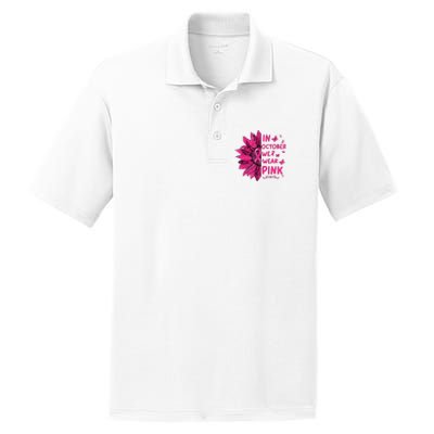 In October We Wear Leopard Pink Sunflower Breast Cancer PosiCharge RacerMesh Polo