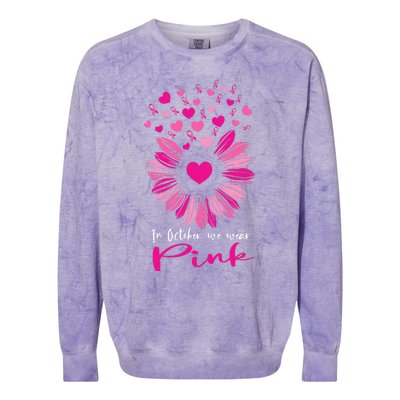 In October We Wear Pink Sunflower Breast Cancer awareness Colorblast Crewneck Sweatshirt