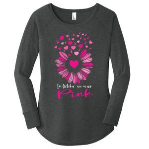 In October We Wear Pink Sunflower Breast Cancer awareness Women's Perfect Tri Tunic Long Sleeve Shirt