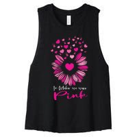 In October We Wear Pink Sunflower Breast Cancer awareness Women's Racerback Cropped Tank