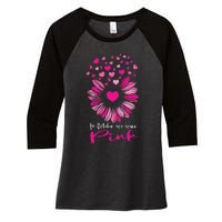 In October We Wear Pink Sunflower Breast Cancer awareness Women's Tri-Blend 3/4-Sleeve Raglan Shirt