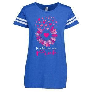 In October We Wear Pink Sunflower Breast Cancer awareness Enza Ladies Jersey Football T-Shirt