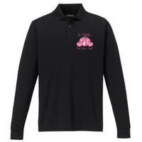 In October We Wear Pink Pumpkin Leopard Breast Cancer Performance Long Sleeve Polo