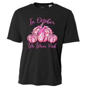 In October We Wear Pink Pumpkin Leopard Breast Cancer Cooling Performance Crew T-Shirt