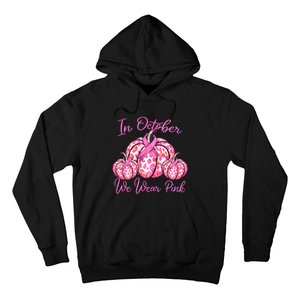 In October We Wear Pink Pumpkin Leopard Breast Cancer Hoodie