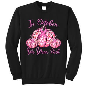 In October We Wear Pink Pumpkin Leopard Breast Cancer Sweatshirt