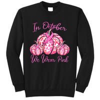 In October We Wear Pink Pumpkin Leopard Breast Cancer Sweatshirt