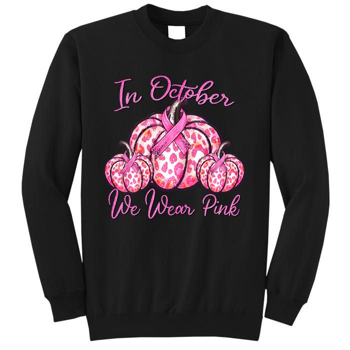 In October We Wear Pink Pumpkin Leopard Breast Cancer Sweatshirt