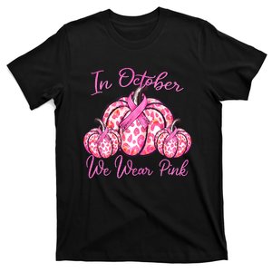 In October We Wear Pink Pumpkin Leopard Breast Cancer T-Shirt