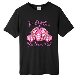 In October We Wear Pink Pumpkin Leopard Breast Cancer Tall Fusion ChromaSoft Performance T-Shirt