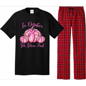 In October We Wear Pink Pumpkin Leopard Breast Cancer Pajama Set