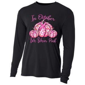 In October We Wear Pink Pumpkin Leopard Breast Cancer Cooling Performance Long Sleeve Crew