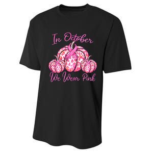 In October We Wear Pink Pumpkin Leopard Breast Cancer Performance Sprint T-Shirt