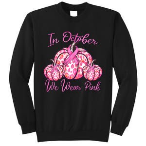 In October We Wear Pink Pumpkin Leopard Breast Cancer Tall Sweatshirt