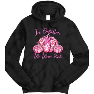 In October We Wear Pink Pumpkin Leopard Breast Cancer Tie Dye Hoodie