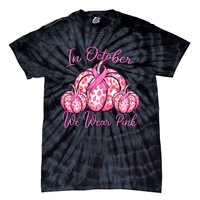 In October We Wear Pink Pumpkin Leopard Breast Cancer Tie-Dye T-Shirt