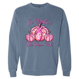 In October We Wear Pink Pumpkin Leopard Breast Cancer Garment-Dyed Sweatshirt