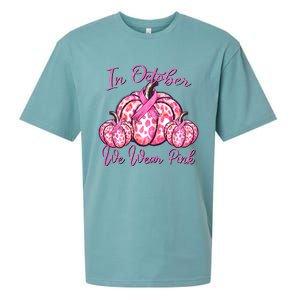 In October We Wear Pink Pumpkin Leopard Breast Cancer Sueded Cloud Jersey T-Shirt