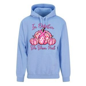 In October We Wear Pink Pumpkin Leopard Breast Cancer Unisex Surf Hoodie