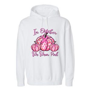 In October We Wear Pink Pumpkin Leopard Breast Cancer Garment-Dyed Fleece Hoodie