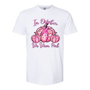 In October We Wear Pink Pumpkin Leopard Breast Cancer Softstyle CVC T-Shirt