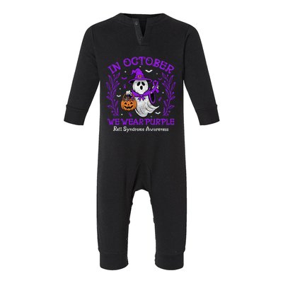 In October We Wear Purple Rett Syndrome Awareness Halloween Infant Fleece One Piece