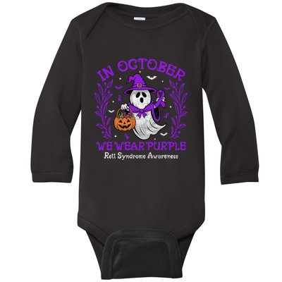 In October We Wear Purple Rett Syndrome Awareness Halloween Baby Long Sleeve Bodysuit