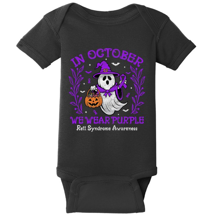 In October We Wear Purple Rett Syndrome Awareness Halloween Baby Bodysuit