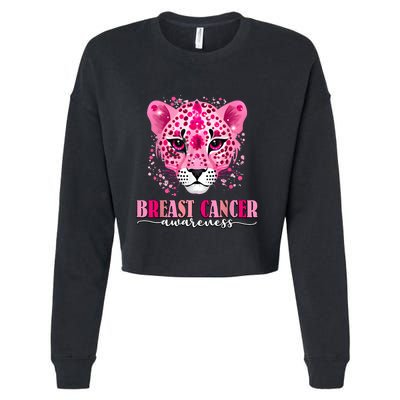 In October We Wear Pink Cute Little Lion Breast Cancer Cropped Pullover Crew