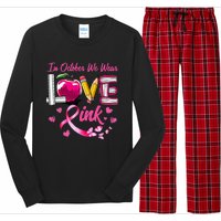 In October We Wear Pink LOVE Breast Cancer Awareness Teacher Long Sleeve Pajama Set