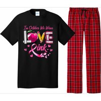 In October We Wear Pink LOVE Breast Cancer Awareness Teacher Pajama Set