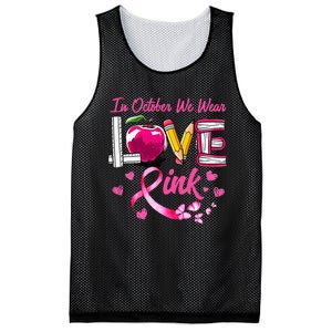 In October We Wear Pink LOVE Breast Cancer Awareness Teacher Mesh Reversible Basketball Jersey Tank