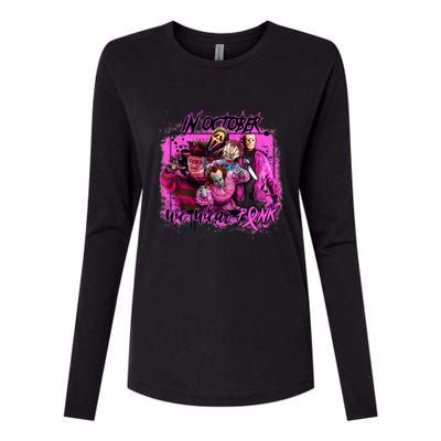 In October We Wear Pink Breast Cancer Horror Movies Womens Cotton Relaxed Long Sleeve T-Shirt